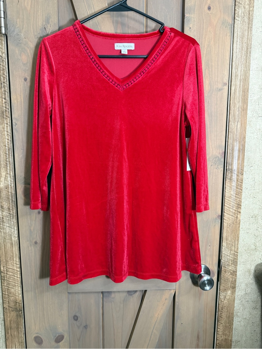 Kim Rogers Red Velvet V-Neck Tunic